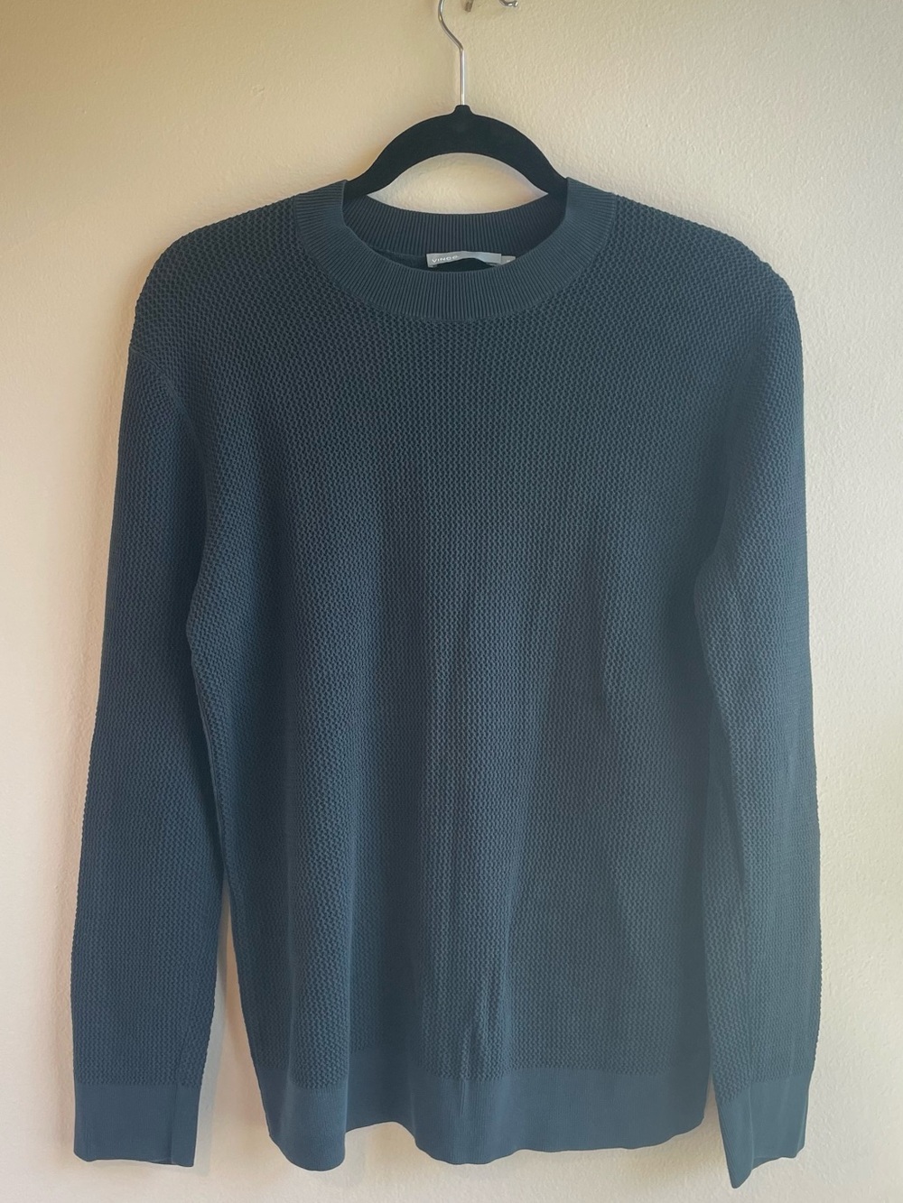 Vince Navy Honeycomb Mesh Knit Crewneck Sweater Cotton Blend Men's Size M